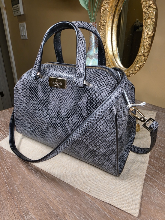 kate spade Handbags - kate spade Gray Python-Embossed Leather Crossbody Satchel NWOT (Retail $398)